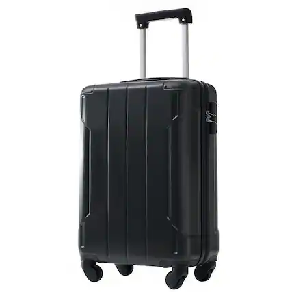 Front. Ecooso - 20-Inch Hardshell Carry-On Luggage with Spinner Wheels and TSA Lock - Black.