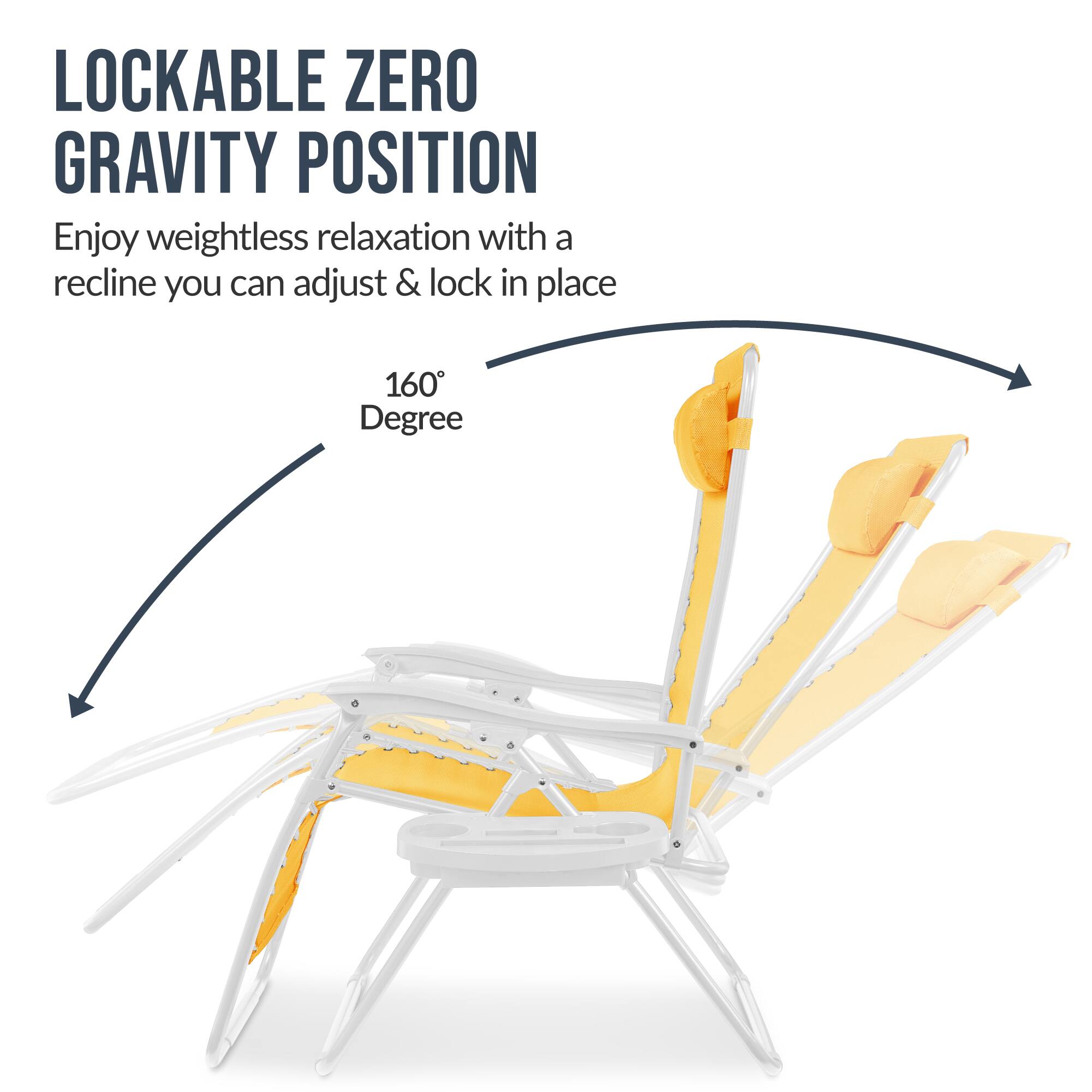 LOCKABLE ZERO GRAVITY POSITION

Enjoy weightless relaxation with a recline you can adjust & lock in place

160° Degree
