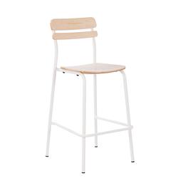 Emma + Oliver - Blanchard Bar Stool with Metal Frame and Solid Wood Seat and Back with Antique Finish - Antique White