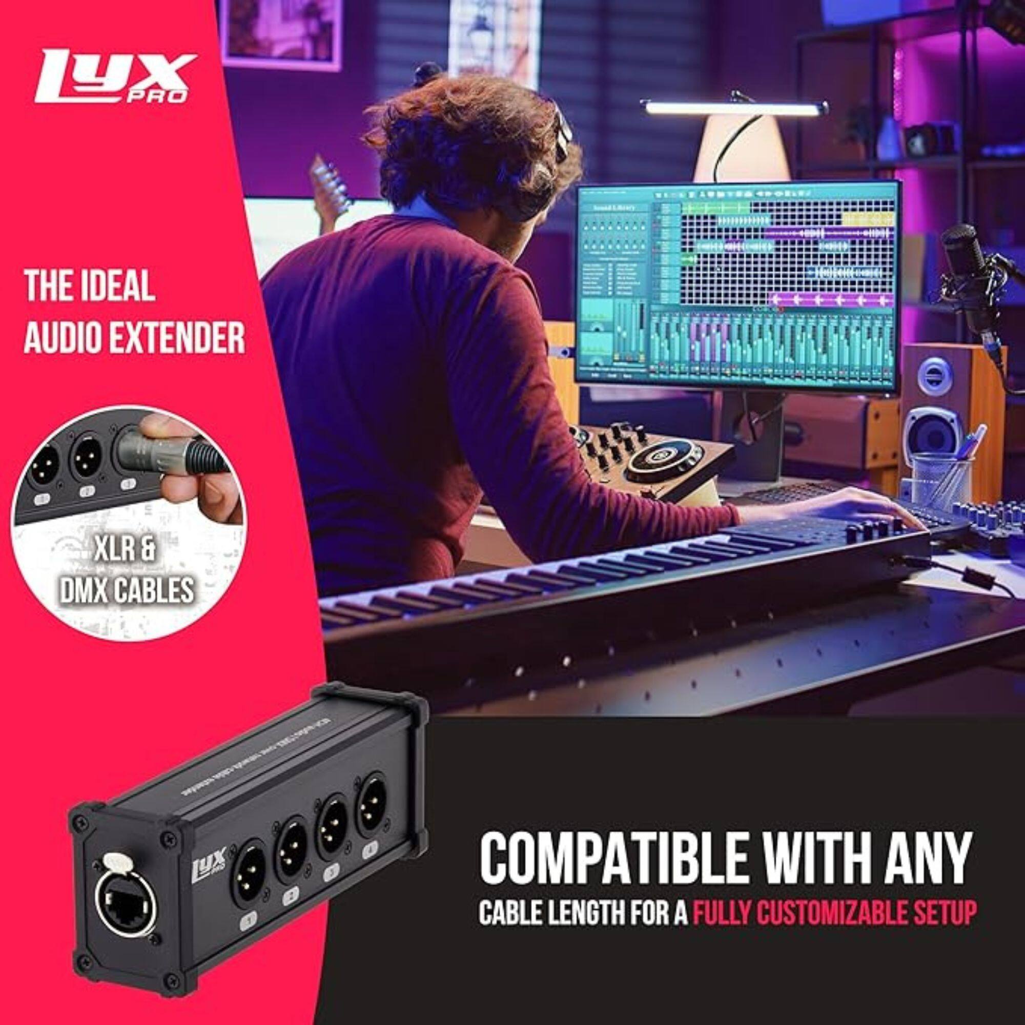 Lyxpro 8 Channel Dual Input 3 Pin XLR Breakout, Male to RJ45