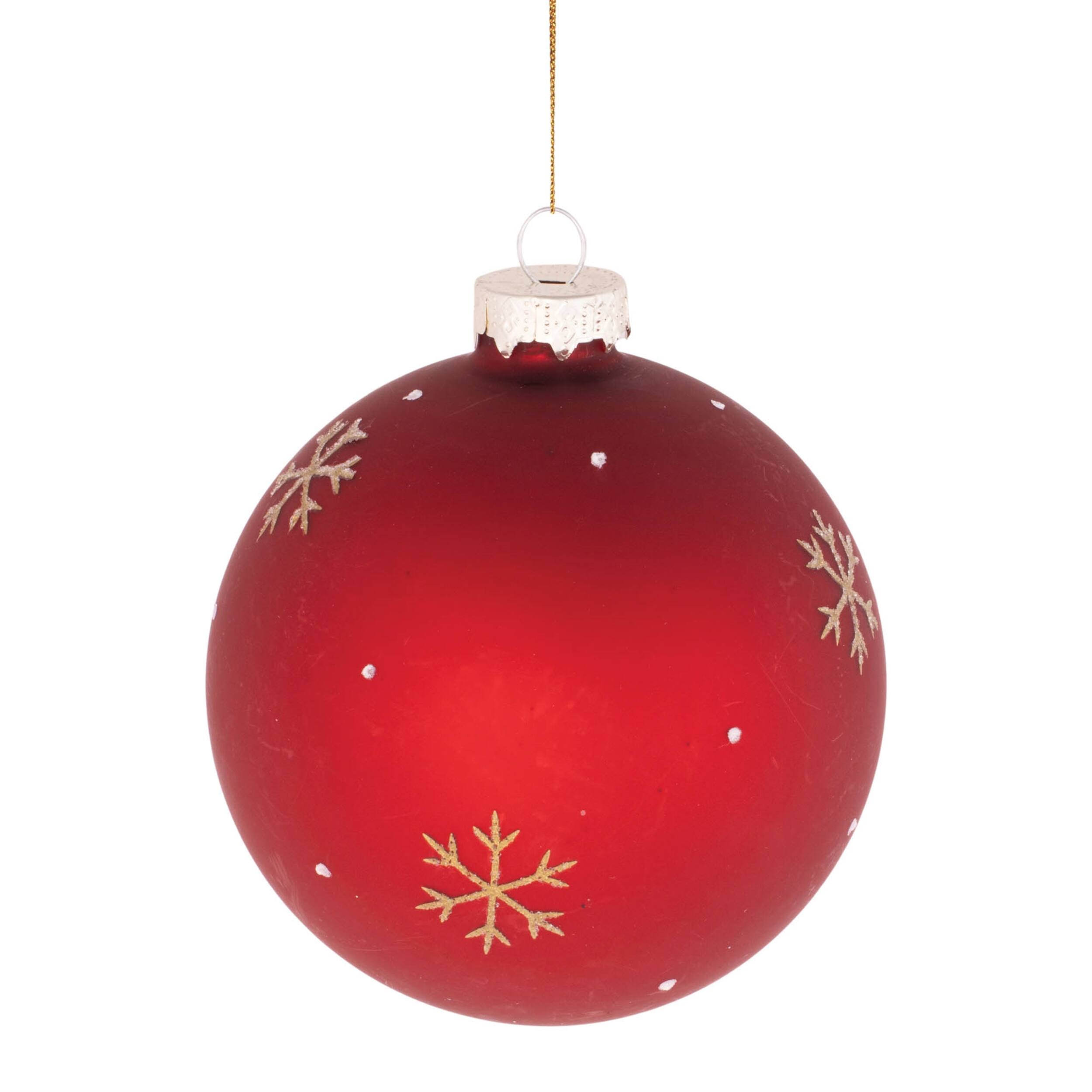 Left. BreeBe - Beaded Pine Tree Ball Ornament (Set of 6) - Red, Beige.