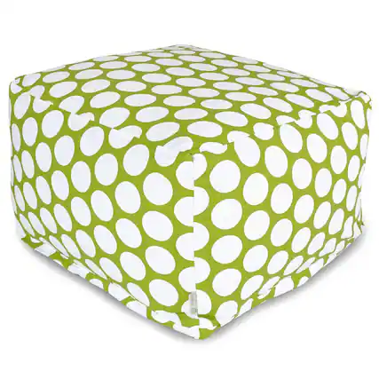 Front. Majestic Home - Ottoman Pouf Polka Dot (Large) Hot Green - Green.