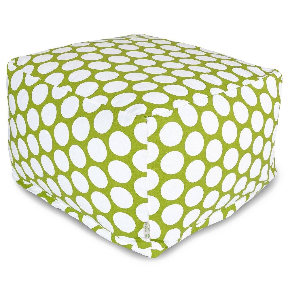 Front. Majestic Home - Ottoman Pouf Polka Dot (Large) Hot Green - Green.
