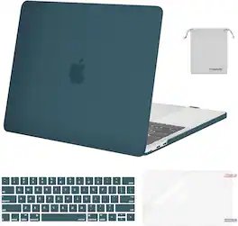 mosiso - MacBook Pro 13" hard shell case with keyboard skins, screen protector and storage bag - Teal Green