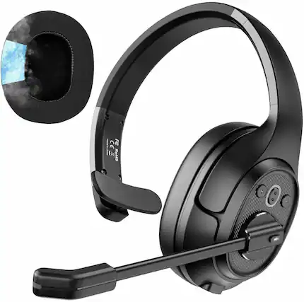 Front. EKSA Telecom - H1 Pro AI-Powered Wireless Headset - Black.