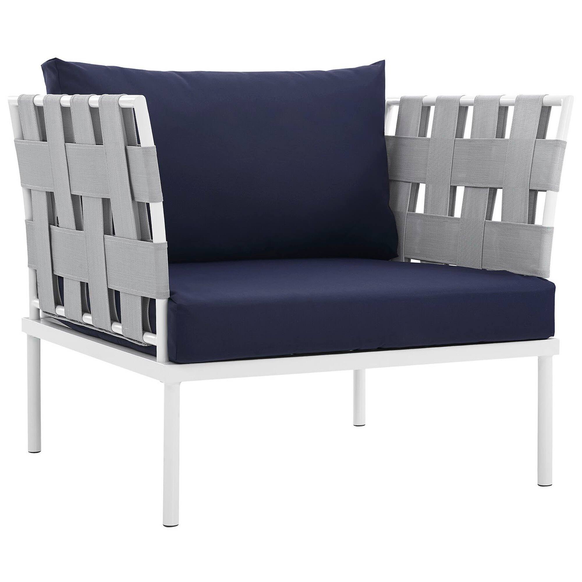 Angle. Modway - Harmony Outdoor Patio Aluminum Armchair by Modway - White Navy.
