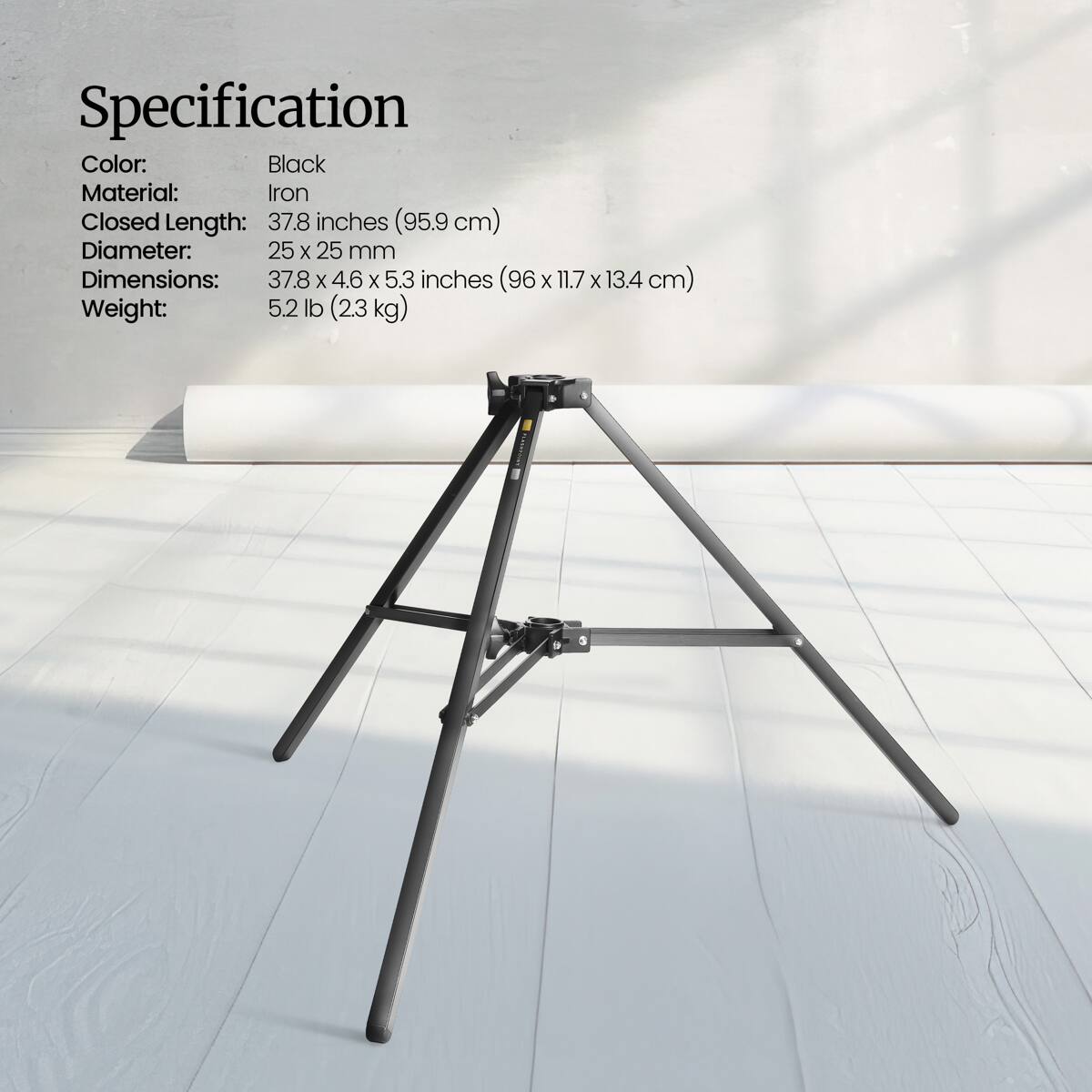 Specification  
Color: Black  
Material: Iron  
Closed Length: 37.8 inches (95.9 cm)  
Diameter: 25 x 25 mm  
Dimensions: 37.8 x 4.6 x 5.3 inches (96 x 11.7 x 13.4 cm)  
Weight: 5.2 lb (2.3 kg)
