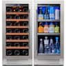 Ca'Lefort - 30 Inch Wine Beverage Refrigerator,3 color LED Wine Fridge,Built-in Wine Beverage Cooler, Holds 100 Cans and 33 Bottles - Stainless Steel