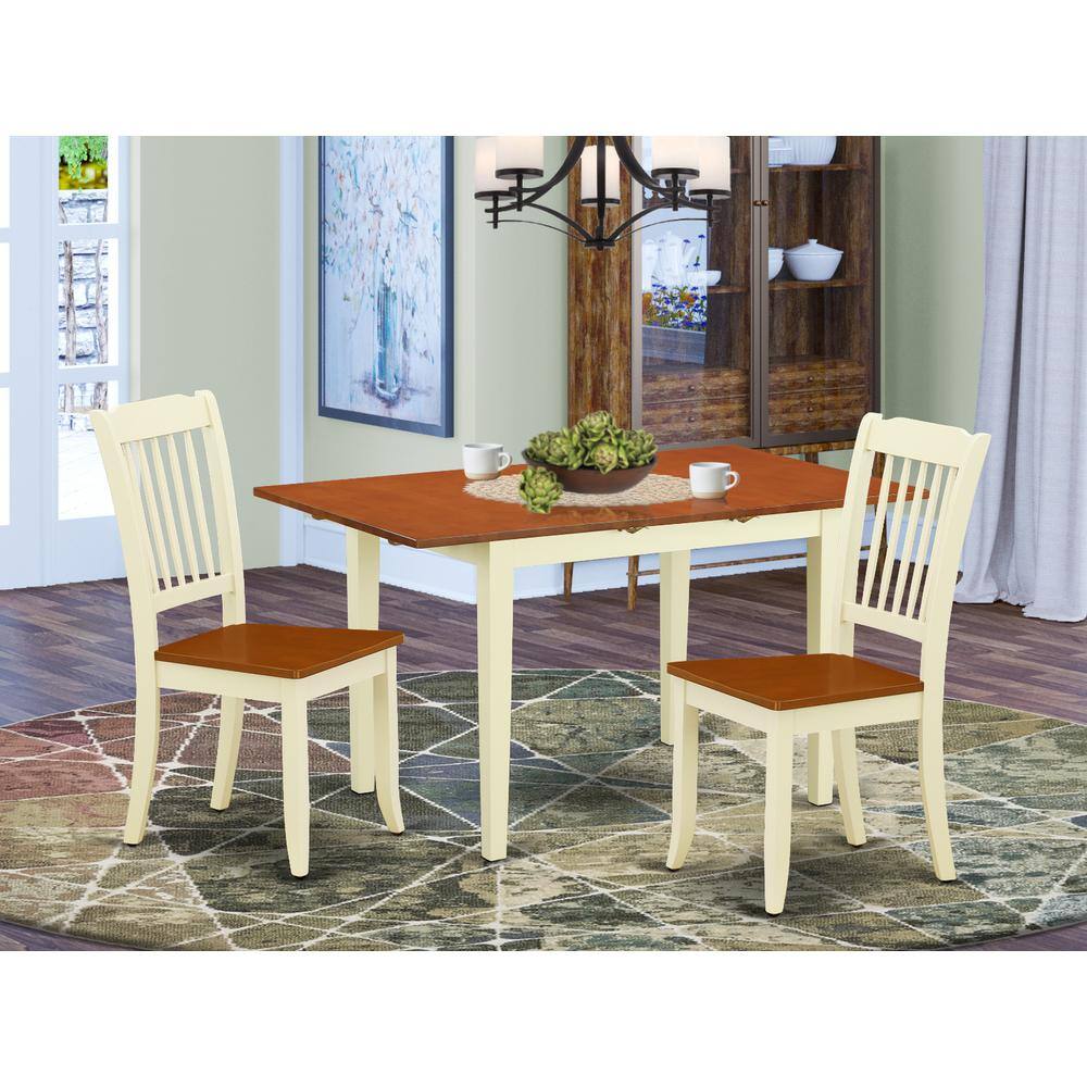 Back. East West Furniture - Dining Room Set Buttermilk & Cherry - Brown.