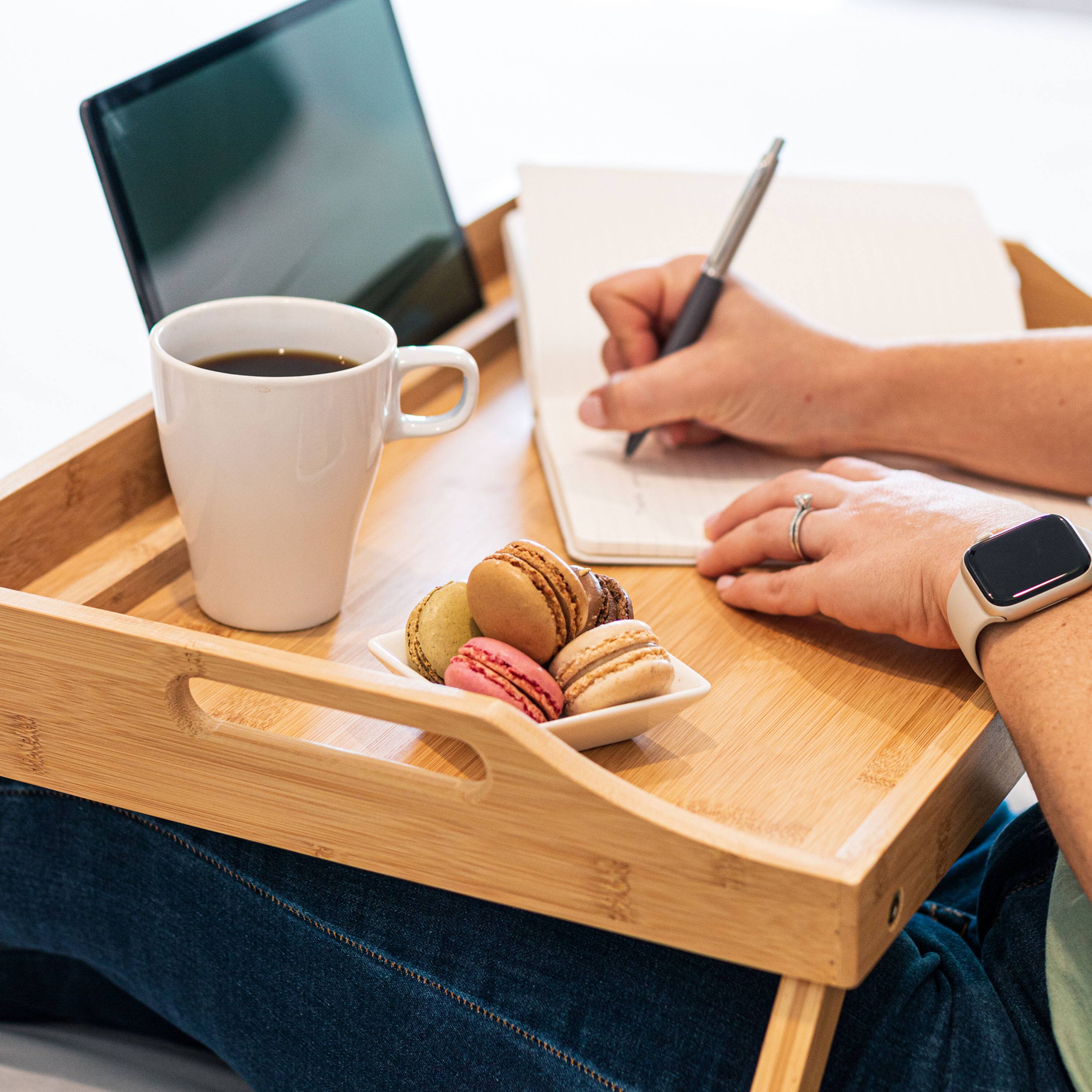 Alt View 2. LapGear - Rossie Home Medium Bamboo Media Bed Tray - Natural Bamboo.