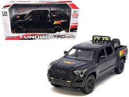 Mijo Exclusives - 2023 Toyota Tundra TRD 4x4 Pickup Truck Black with TRD Stripes with Sunroof and Wheel Rack Limited Ed 1/24 Model Car