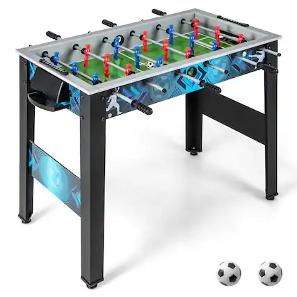 Front. Costway - Foosball Table Game Set with 2 Footballs, Smooth Handle, 18 Realistic Players - Black.