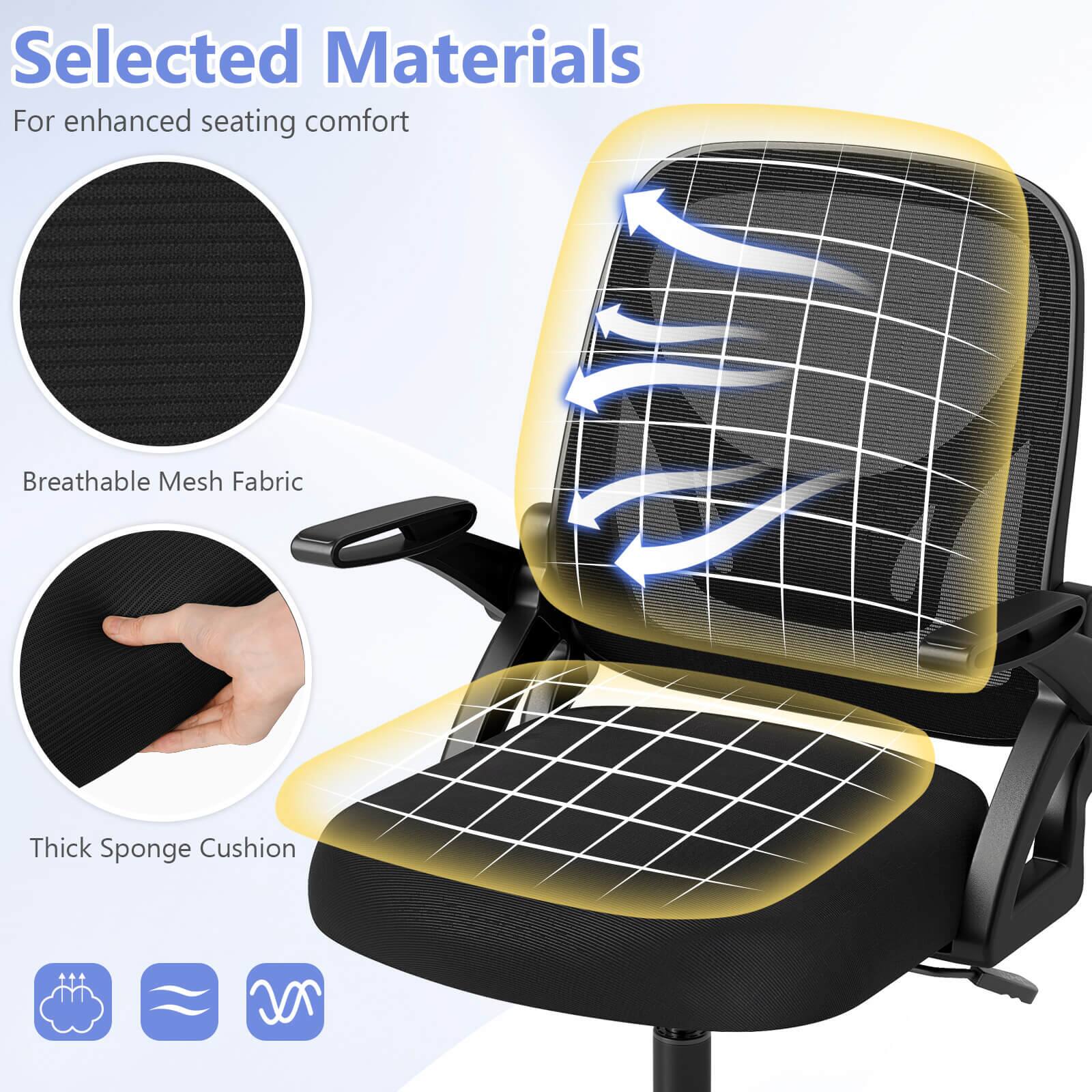 Selected Materials  
For enhanced seating comfort  

Breathable Mesh Fabric  
Thick Sponge Cushion