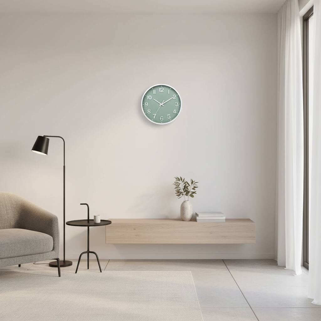 Alt View 1. Dazzed Corner - 8 inch Modern Wall Clock,Silent Non Ticking Wall Clock - Green.