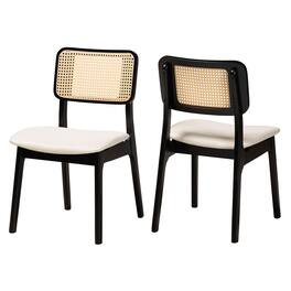 Baxton Studio - Dannon Mid-Century Modern Cream Fabric and Finished Wood 2-Piece Dining Chair Set - Cream/Black/Light Brown