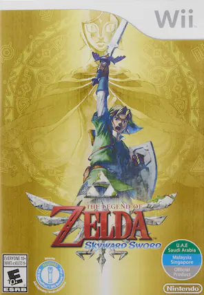 O Wii TM THE LEGEND OF ZELDA SkyWARD SWORD TM U.A.E Saudi Arabia EVERYONE 10+ Ncessite Malaysia ENFANTS e ADULTES 10+ REQUIRES Singapore Wii Plus Official Product E 10+ Sold Separately Wii Remote" ESRB Vendu MotionPlus Separately Nintendo - E (Everyone)
