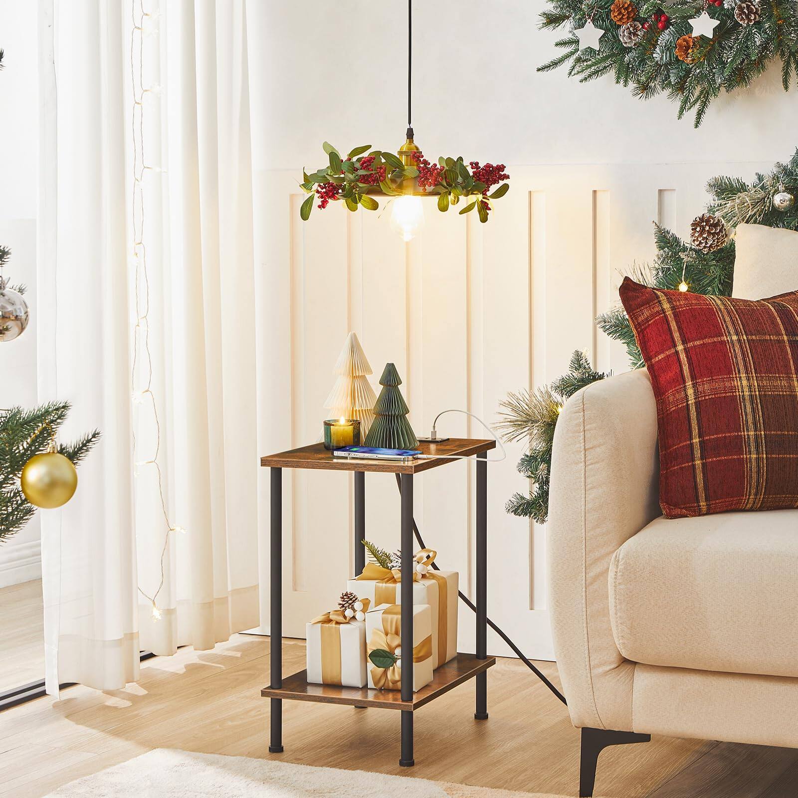 Alt View 4. PO3TICJUNKI3 - Side Table With Charging Station Set Of 2 End Tables Usb Port And Outlets Nightstand 2-layer Storage Shelve... - White.