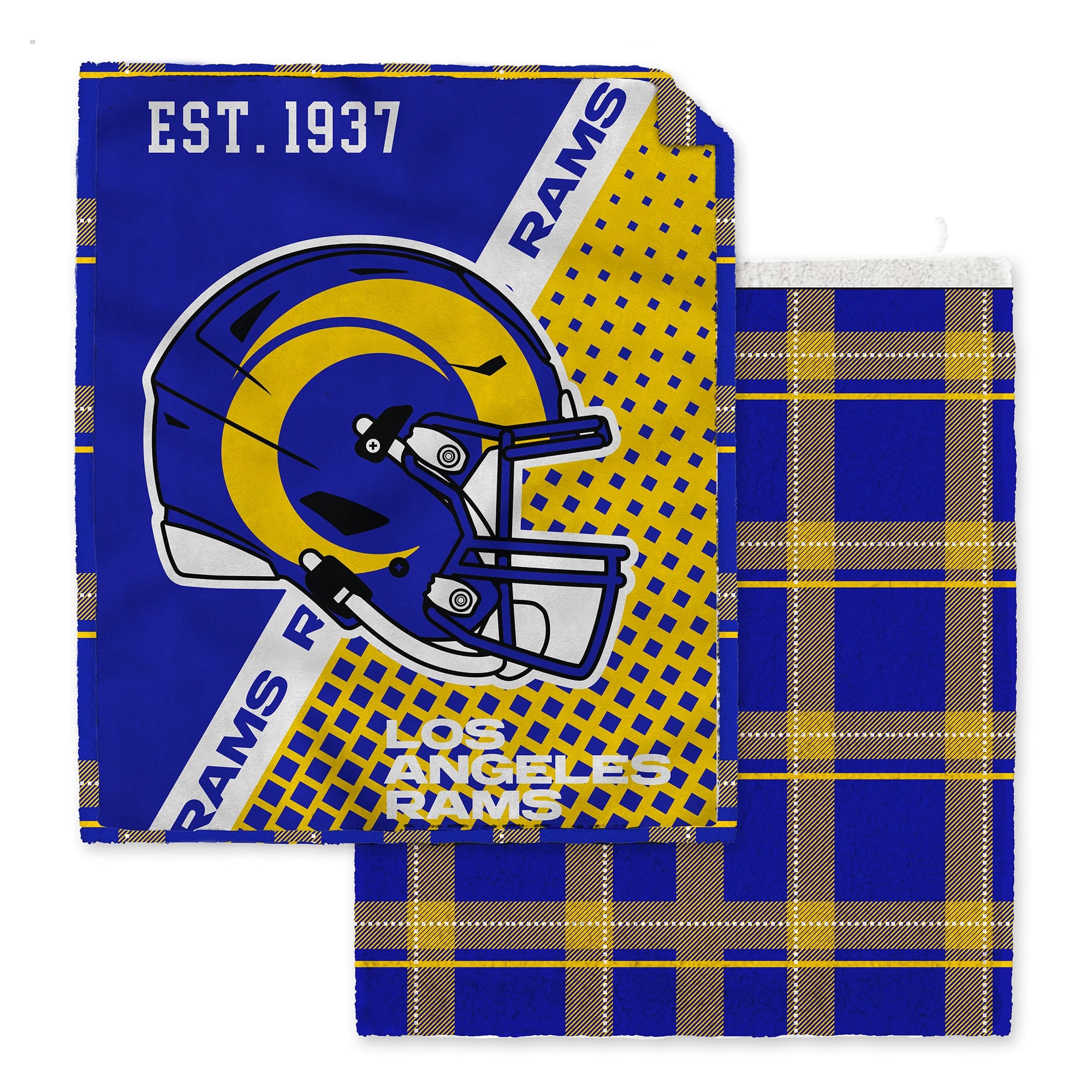 Pegasus - Los Angeles Rams 60" x 80" Gradient Helmet Double-Sided Plaid Sherpa Blanket - Multicolor