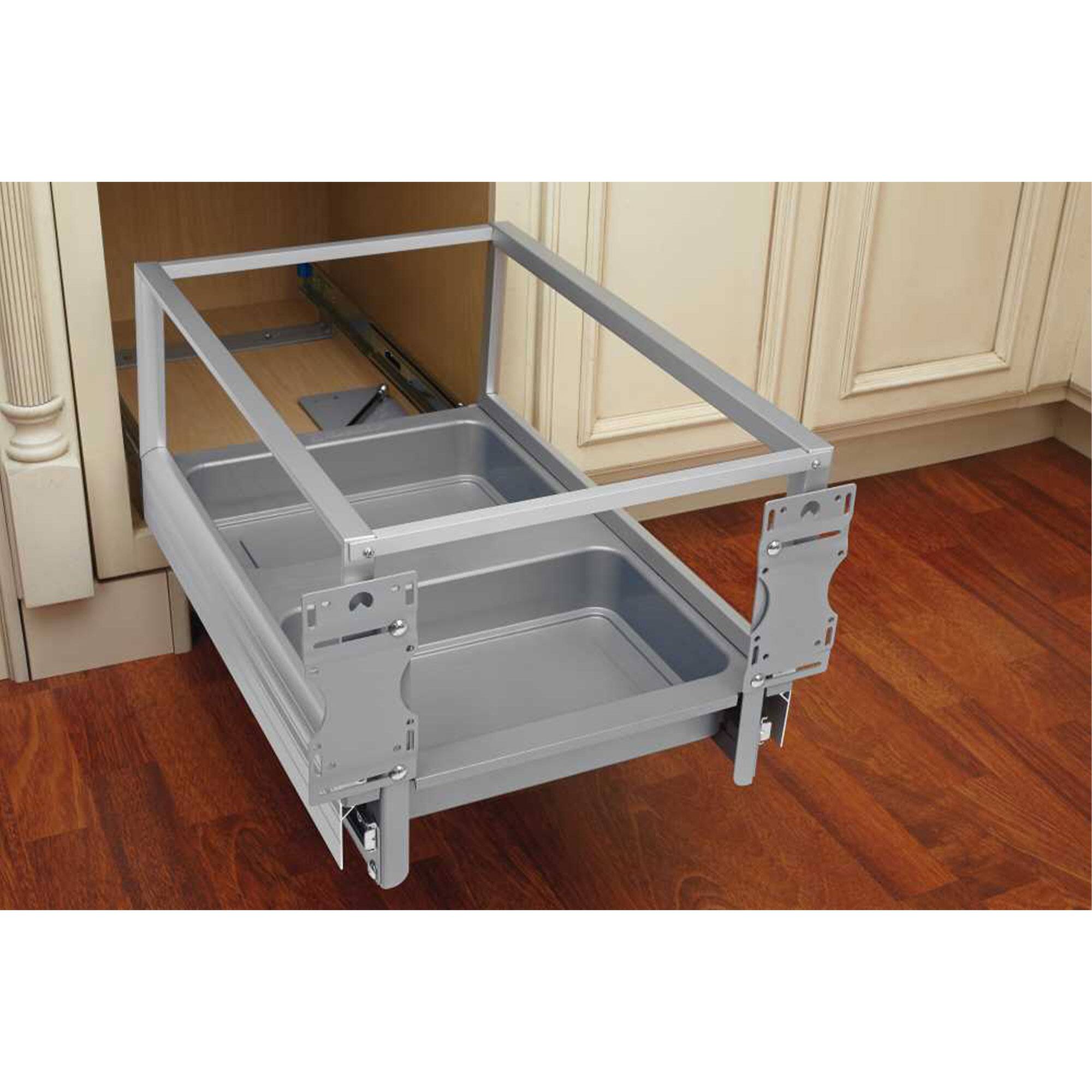 Alt View 5. Rev-A-Shelf - Rev-A-Shelf Double Pullout Kitchen Trash Can 50 qt., Silver, 5149-2150DM-217 - Silver.