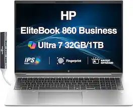 HP - Upgraded - EliteBook 860 Laptop 16.0 WUXGA (Intel Ultra 7 155U, 32GB DDR5, 1TB PCIe SSD, Win 11 Pro) w/USB Hub - Pike Silver