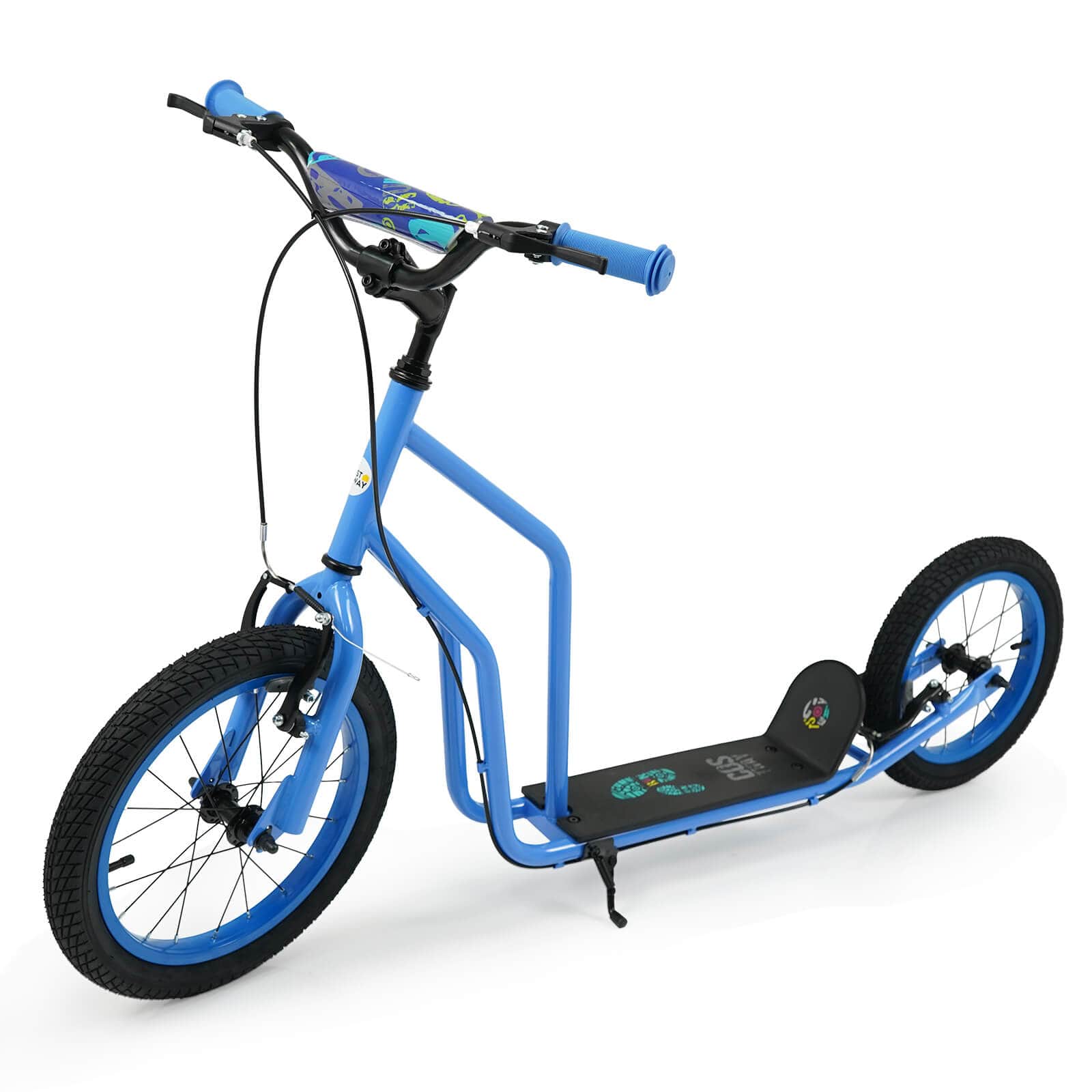 Costway - Youth Scooter Kick Scooter with Adjustable Handlebar Dual Brakes for Teens - Navy