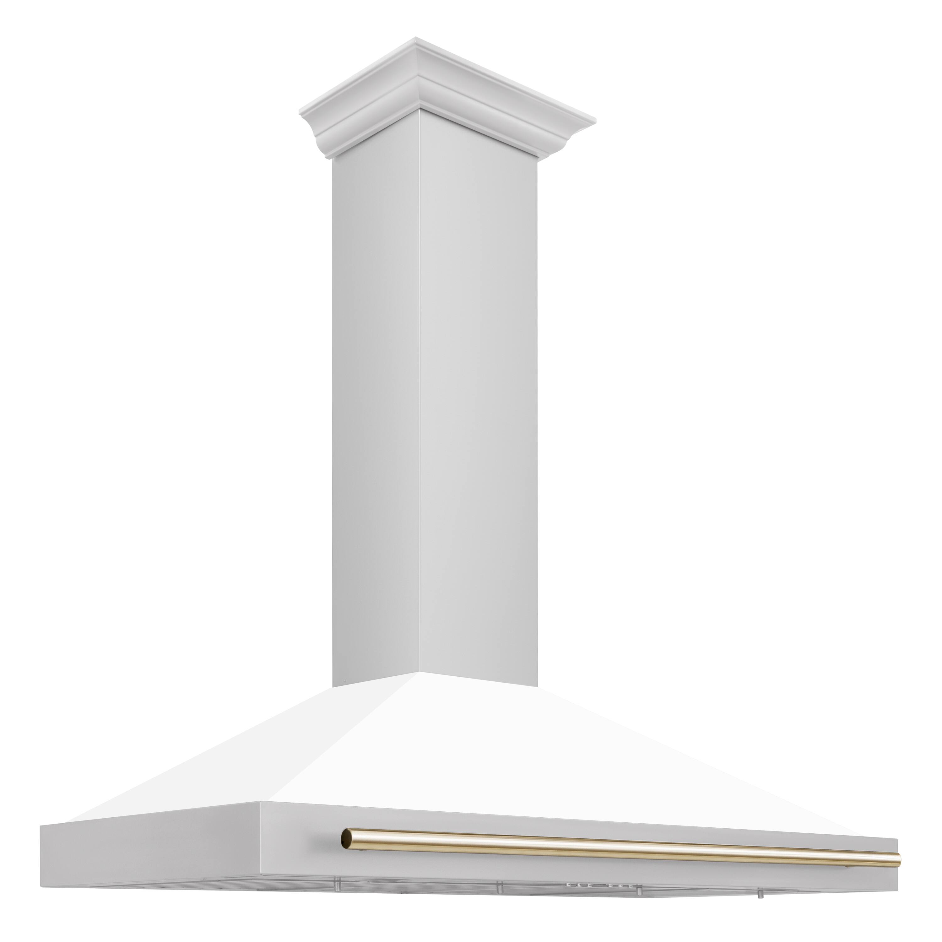 Back. ZLINE - ZLINE 48 in. Autograph Edition Convertible Stainless Steel Range Hood with White Matte Shell and Polished Gold Accents - White Matte.