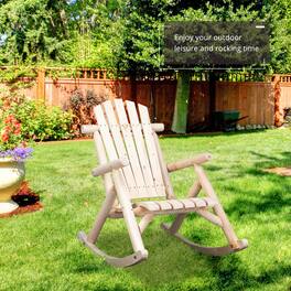 Winado - 26in Patio Wooden Adirondack Rocking Chair with Back Lounge Armchair Durable for Indoor Outdoor Garden Backyard Porch - Wood Color