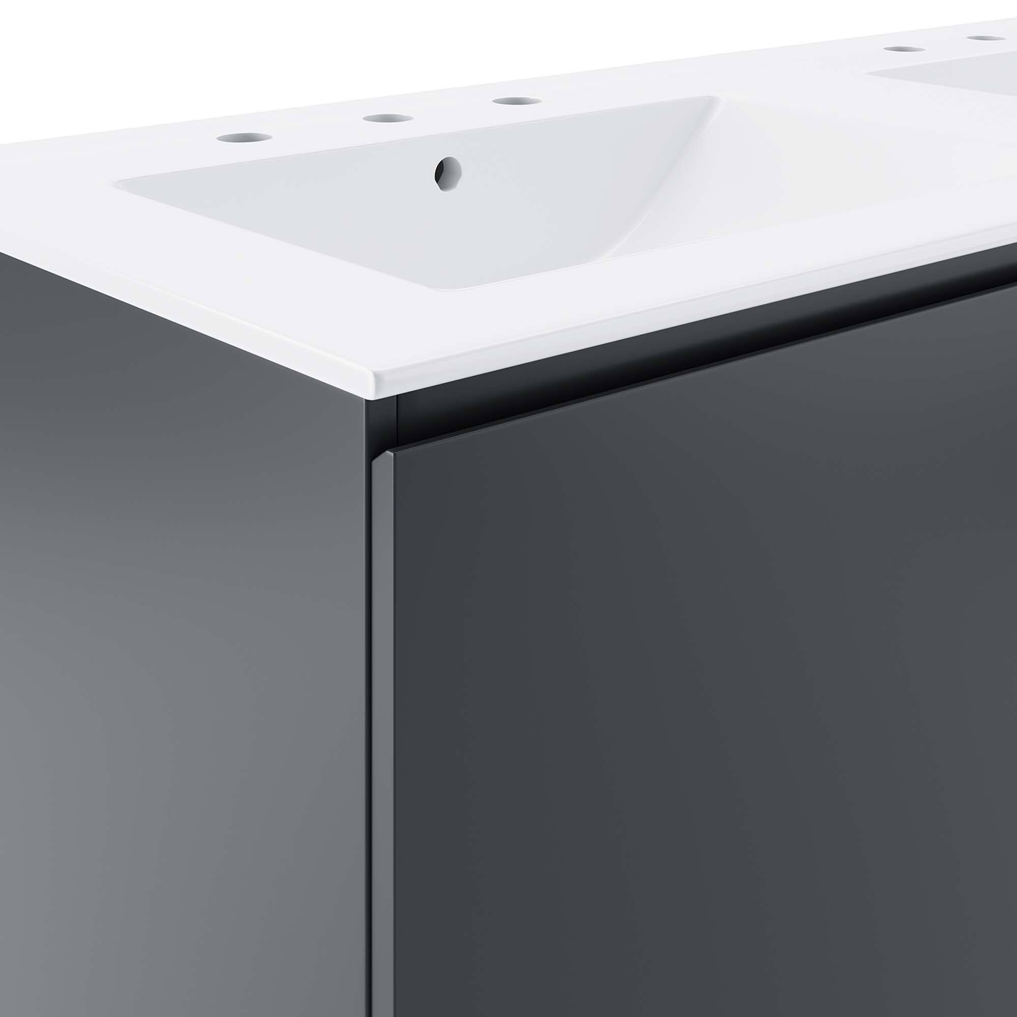 Alt View 5. Modway - Bryn Wall-Mount Bathroom Vanity Basin Included - Gray White.