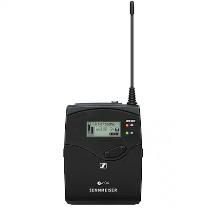 E 548.1 100 MHz ew 100 G4 T I 1 TAF LOW BATT ON RF e W G4 SENNHEISER