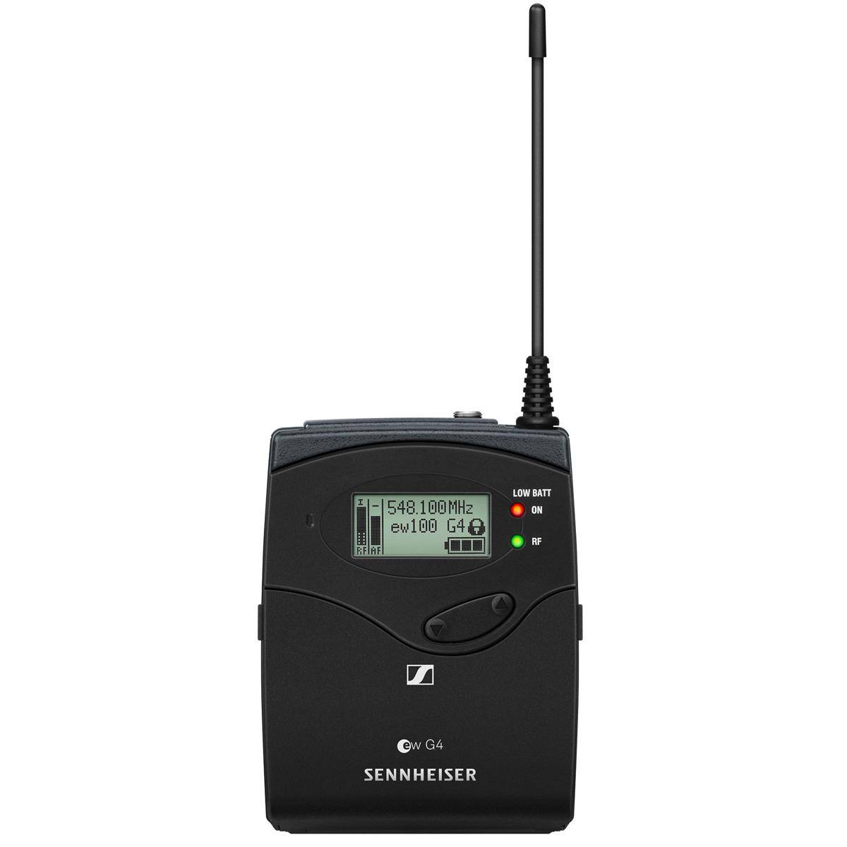 E 548.1 100 MHz ew 100 G4 T I 1 TAF LOW BATT ON RF e W G4 SENNHEISER