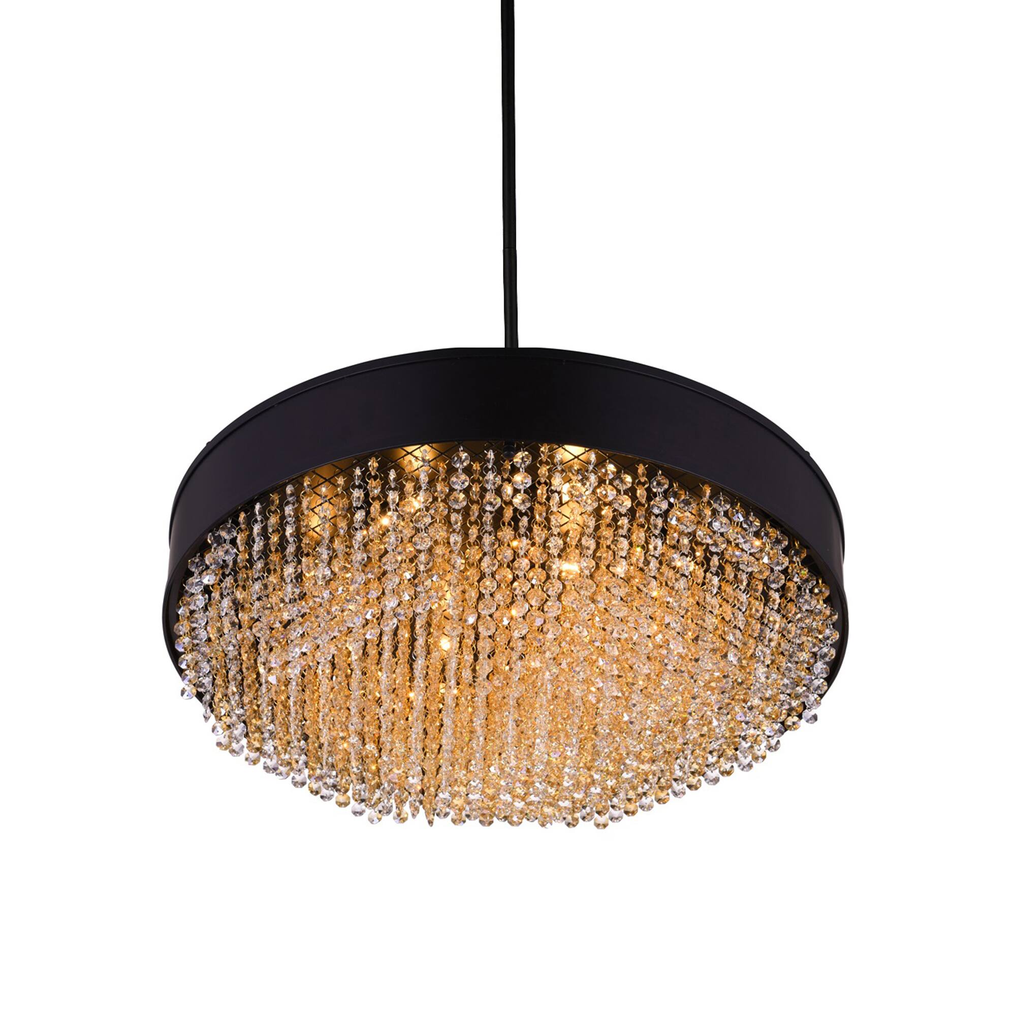 Angle. CWI Lighting - Medina 10 Light Drum Shade Chandelier With Black Finish - Black.