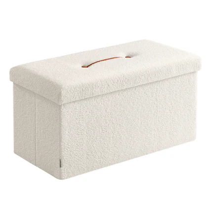 Front. Songmics Home - Storage Ottoman Bench, Storage Chest,End of Bed Bench, Load up to 300 kg, for Living Room, Bedroom, Entryway - Cream White.