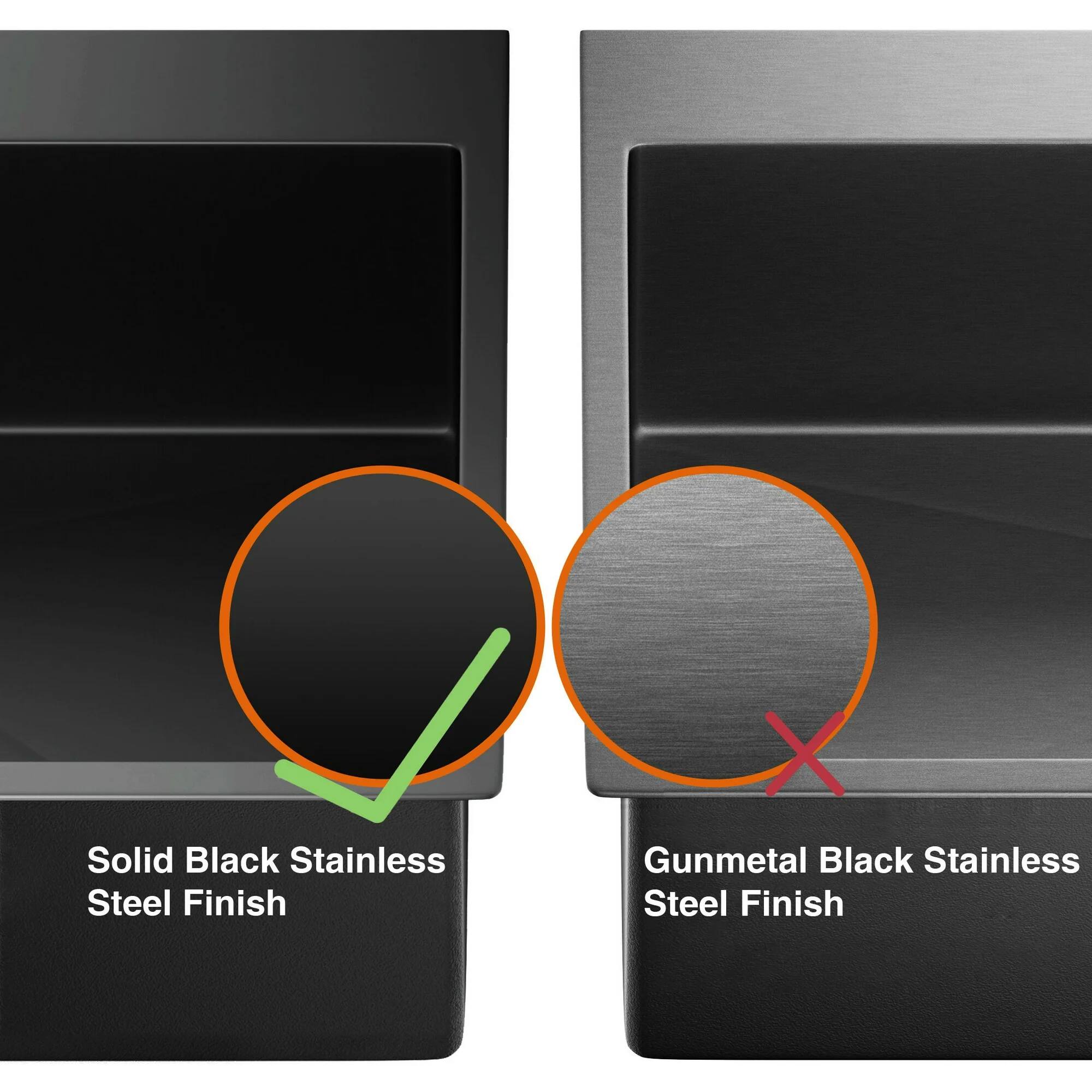 Solid Black Stainless Steel Finish  
Gunmetal Black Stainless Steel Finish
