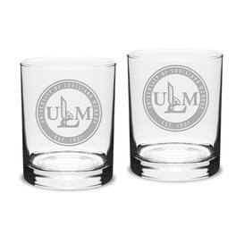 Jardine - ULM Warhawks Team Design 14oz. Classic Double Old Fashion Glass Set - Multicolor