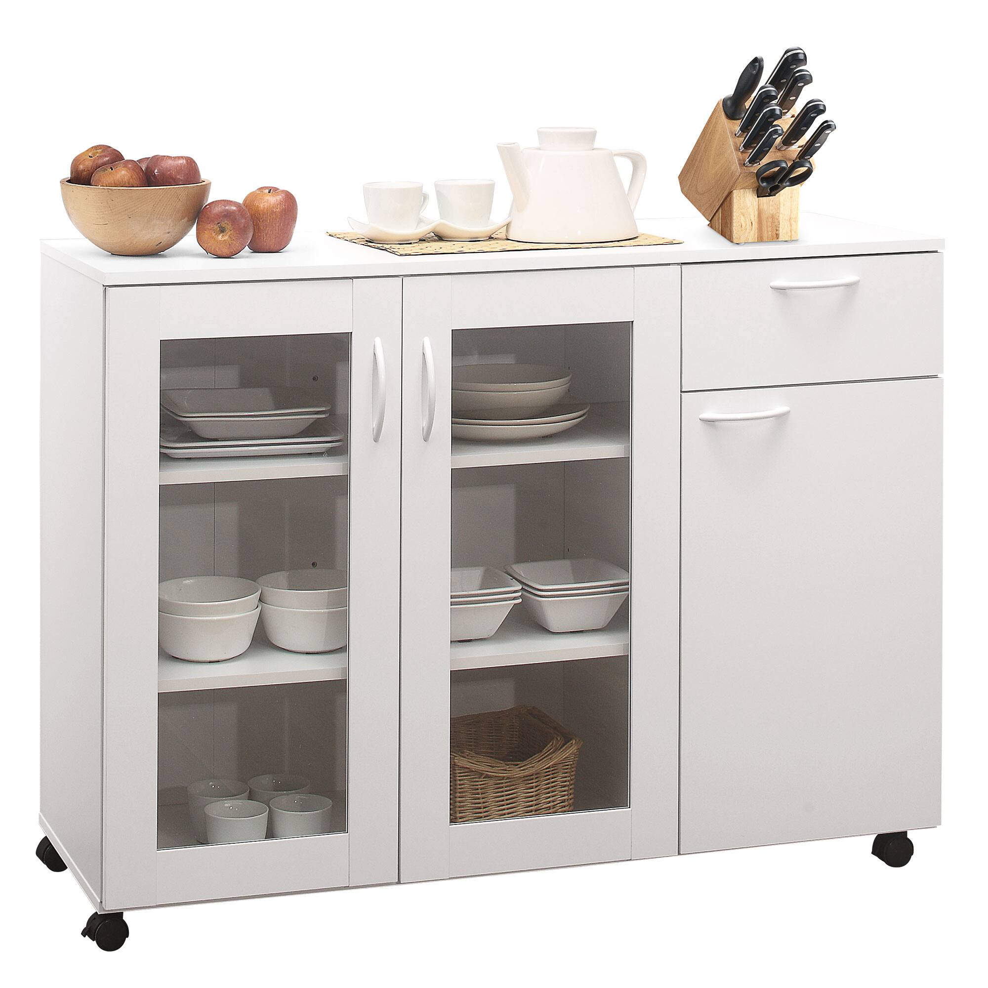 Angle. Kings Brand Furniture - Kings Brand Furniture Buffet Server Sideboard Kitchen Storage Cabinet with Adjustable Shelves & Drawer - White.