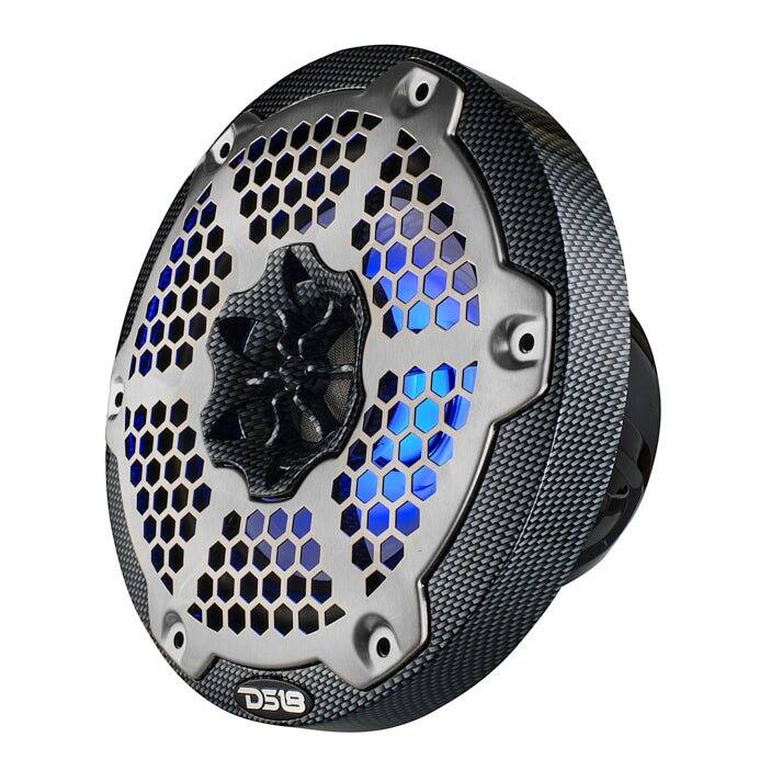 Left. DS18 Audio - NXL 6.5" 2-way Coaxial Speaker with RGB LED Lights, Built-in Driver and Grille (Pair), 100W RMS 4-Ohm.