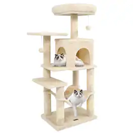 Costway - 44" Tall Multi-level Cat Tree with Cushion Top Perch, 2-Entrance Large Cat Condo