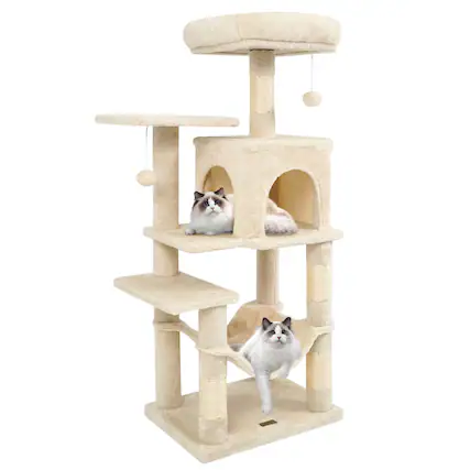 Front. Costway - Costway 44" Tall Multi-level Cat Tree with Cushion Top Perch, 2-Entrance Large Cat Condo.