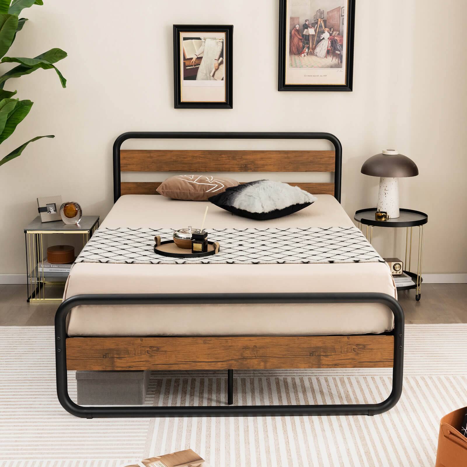 Alt View 1. Ecooso - Arc Platform Bed with Headboard and Footboard - Natural.