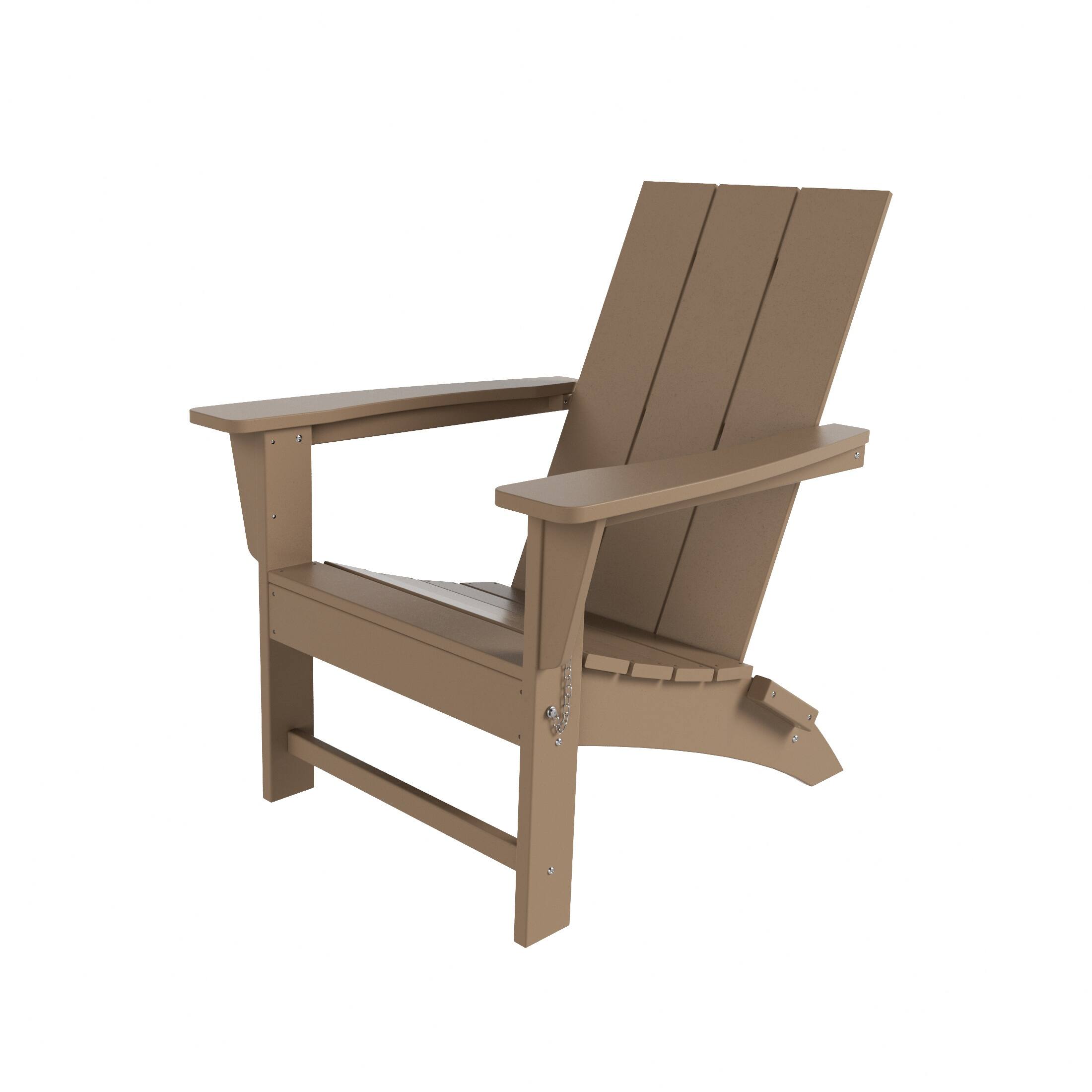 Alt View 3. WestinTrends - WestinTrends Ashore Outdoor HDPE Modern Folding Adirondack Chair - Weathered Wood.