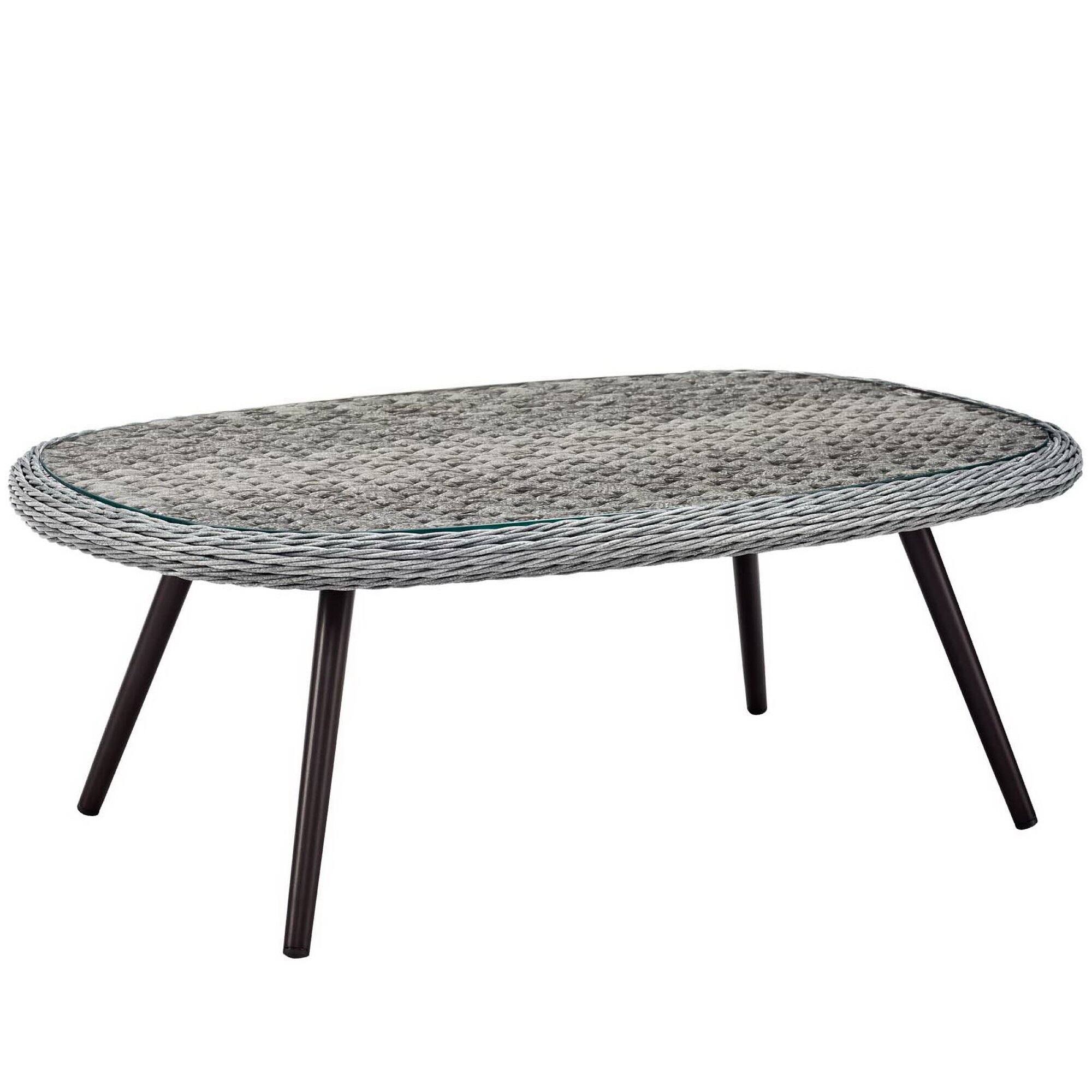 Alt View 1. Modway - Endeavor 4 Piece Outdoor Patio Wicker Rattan Loveseat Armchair and Coffee Table Set by Modway - Gray Gray.