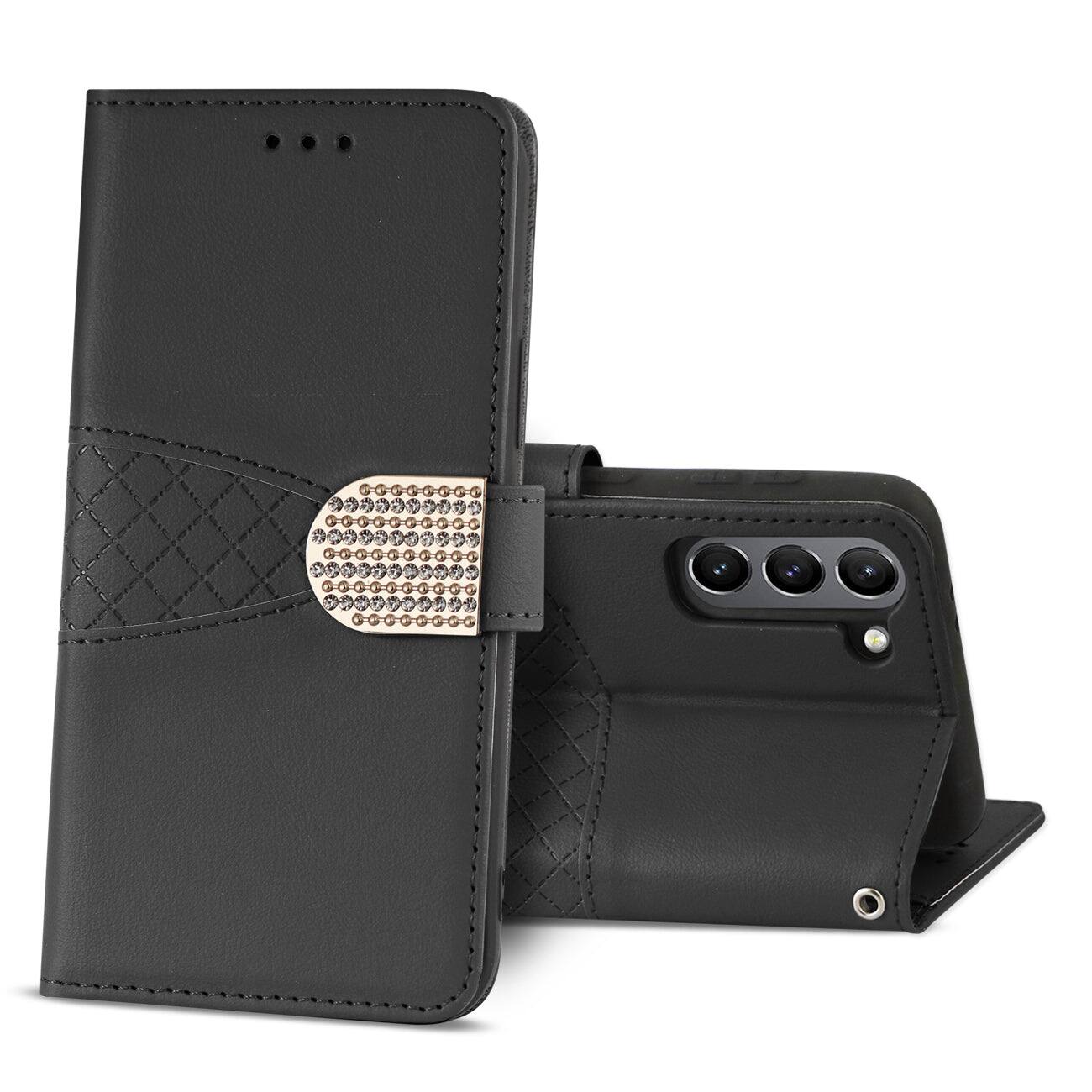 Front. Reiko - 3-In-1 Wallet Casesamsung Galaxy S21 Plus In Black - Black.