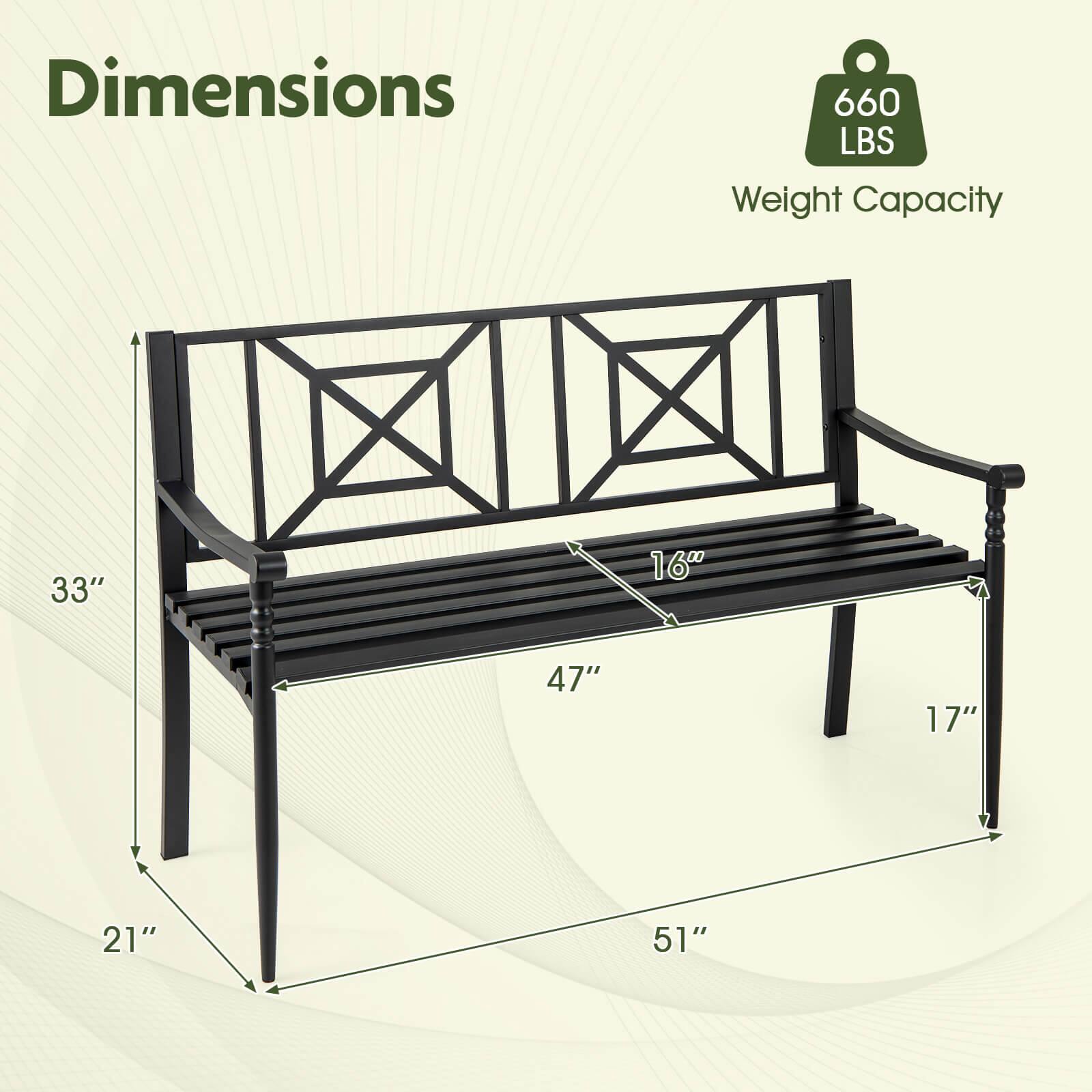 Dimensions  
660 LBS Weight Capacity  

33"  
16"  
47"  
17"  
21"  
51"