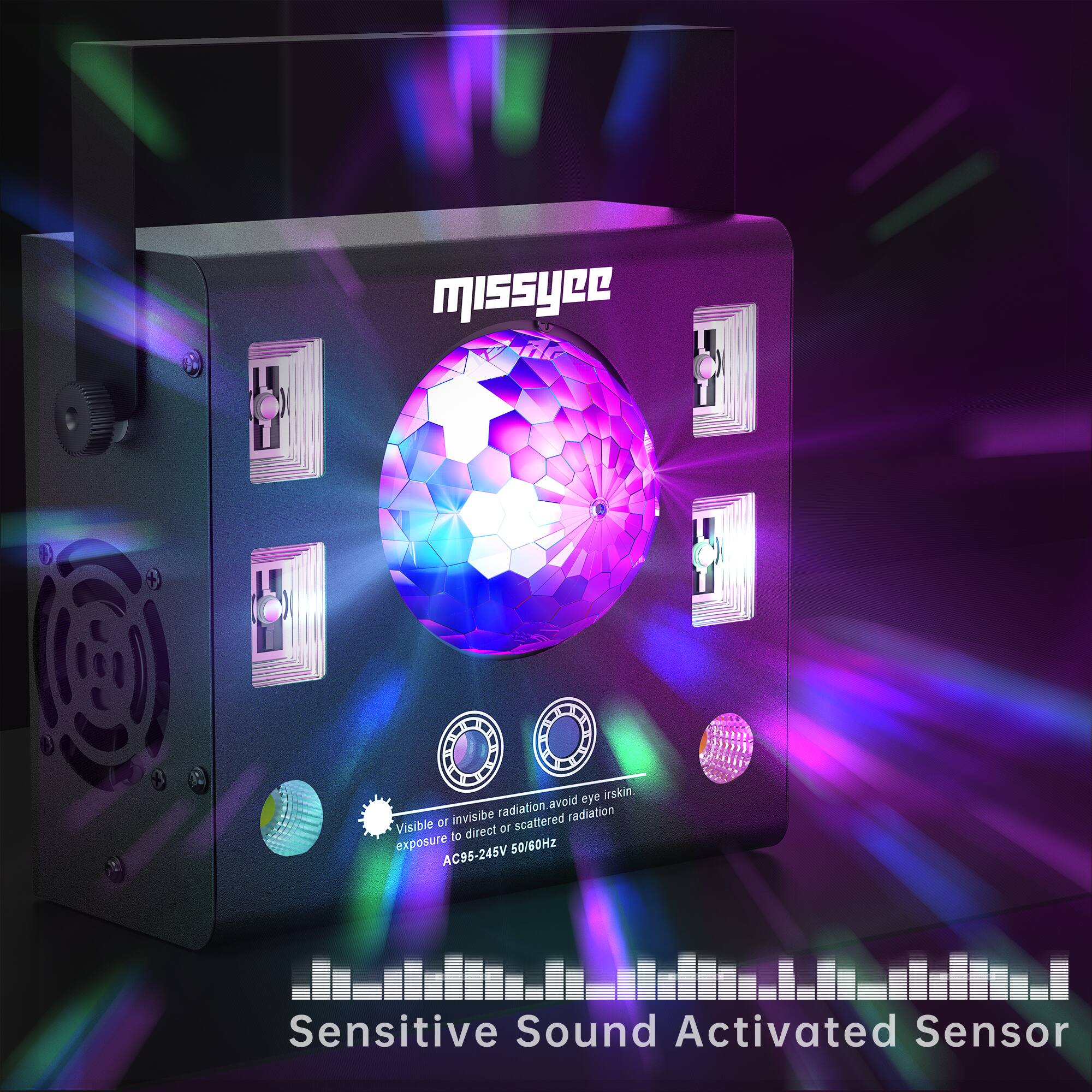 - Missyee
- Avoid eye irkskin. Visible or invisible radiation exposure to direct or scattered radiation
- AC95-245V 50/60Hz
- Sensitive Sound Activated Sensor