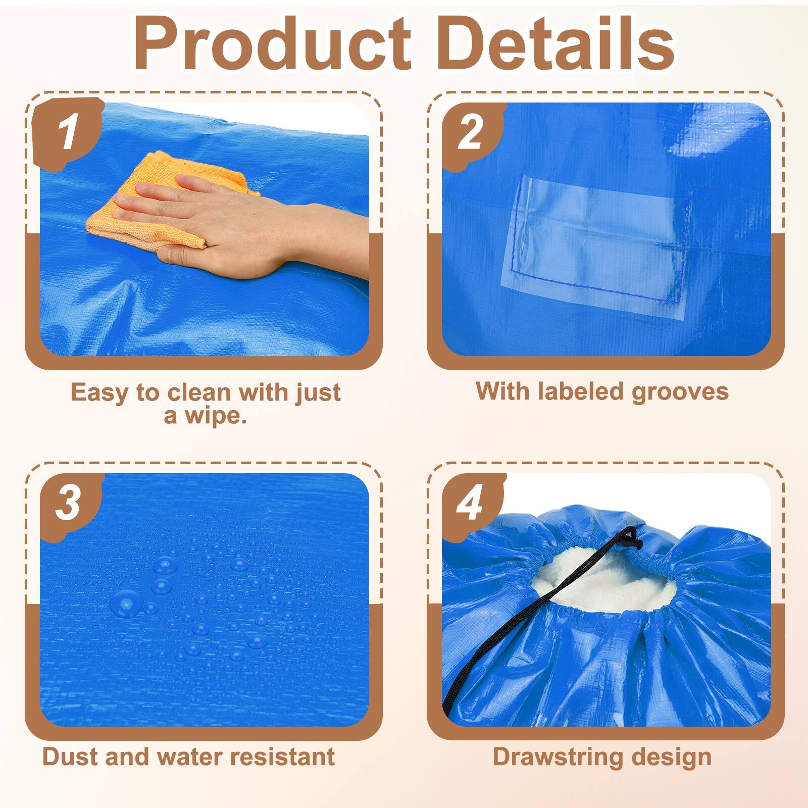 Product Details

1. Easy to clean with just a wipe.
2. With labeled grooves
3. Dust and water resistant
4. Drawstring design
