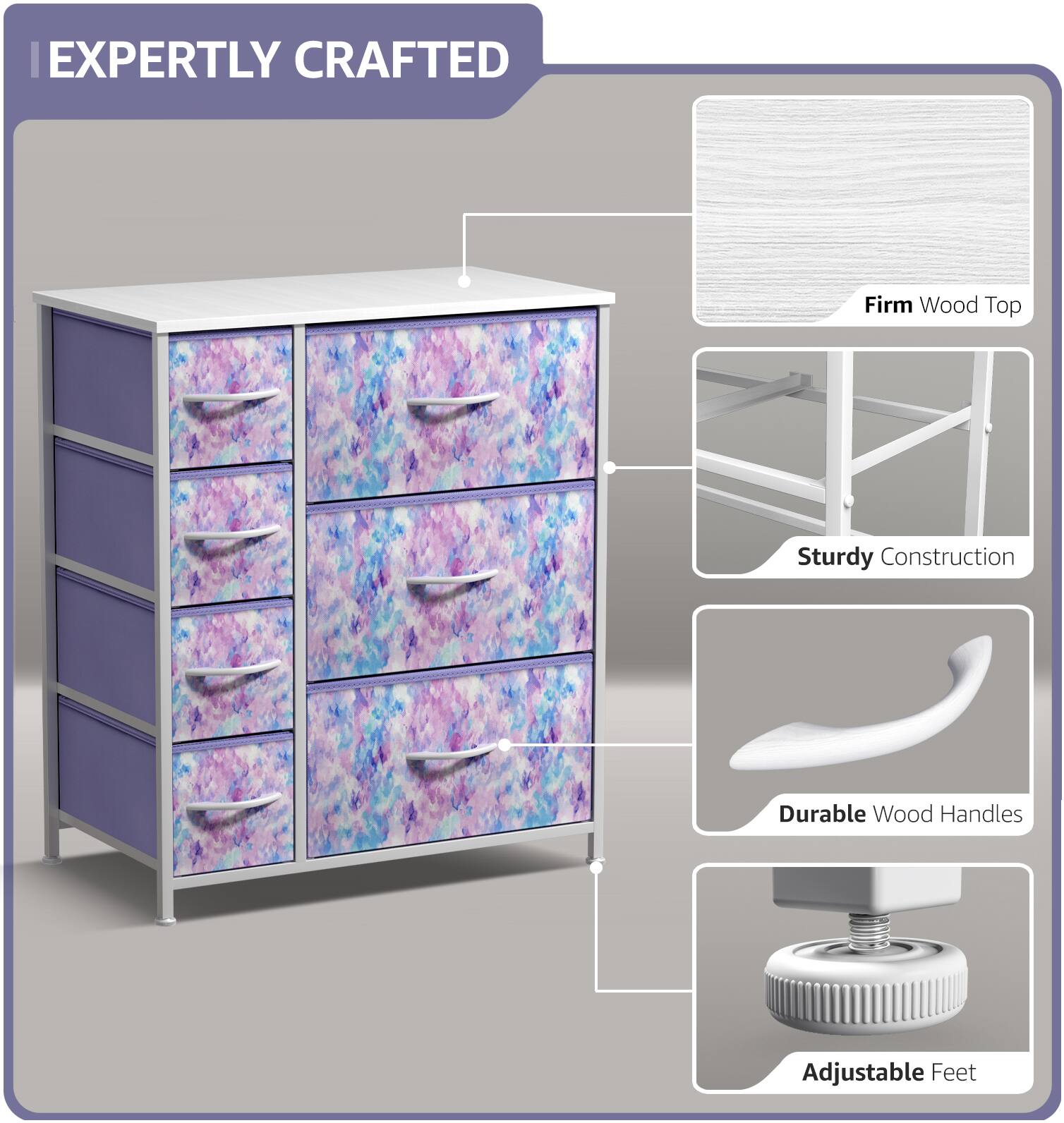 EXPERTLY CRAFTED

- Firm Wood Top
- Sturdy Construction
- Durable Wood Handles
- Adjustable Feet