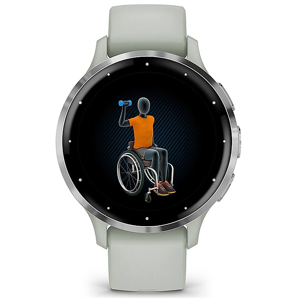 Alt View 5. Garmin - Venu 3S Fitness GPS Smartwatch Steel with Gray Case 41mm+Charging Bundle - Stainless Steel and Sage Gray.