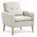 Front. Costway - Mid-Century Modern Linen Accent Chair with Lumbar Pillow - Beige.
