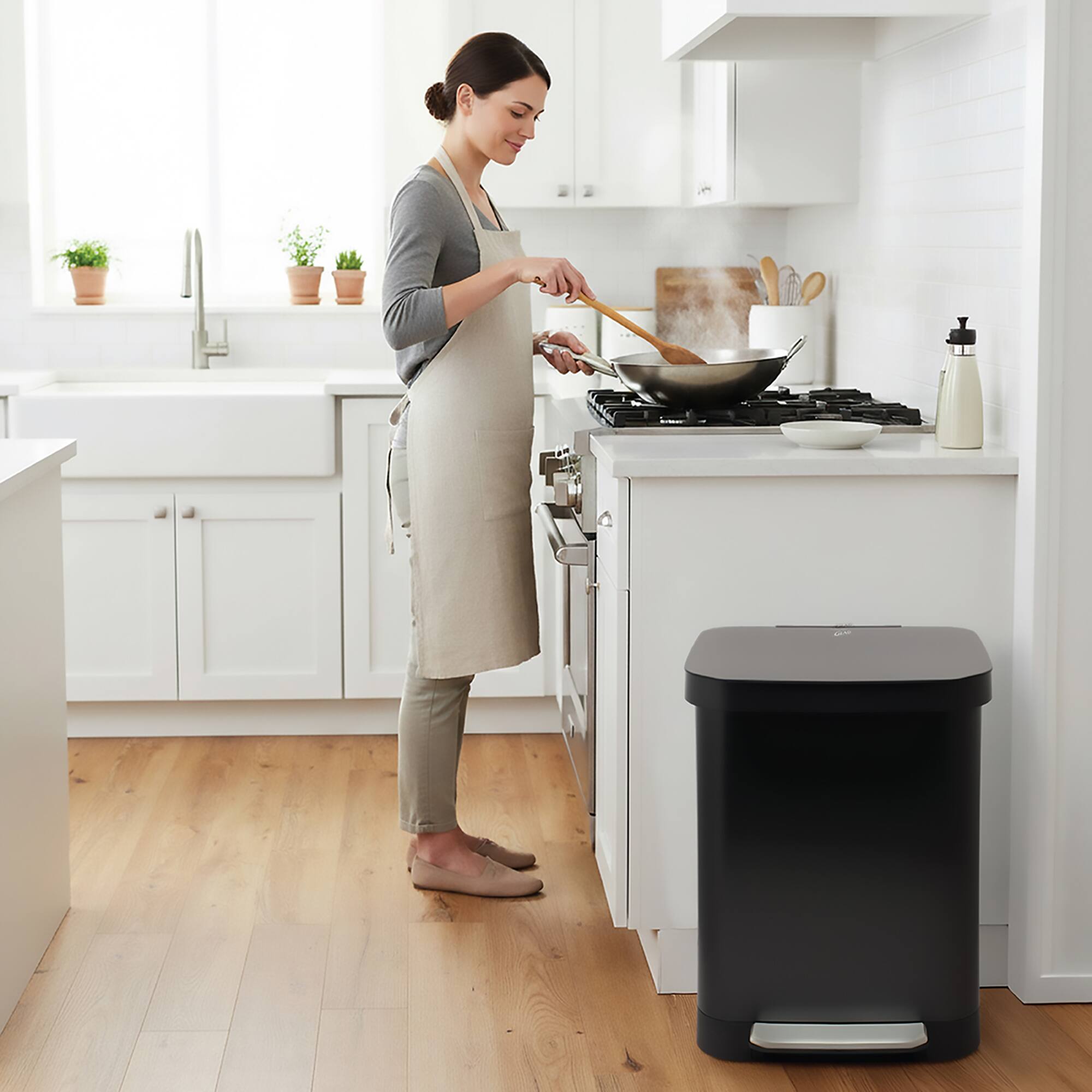 Alt View 8. Glad - Glad Step Trash Can, Series 2 Soft Close Bin with Odor Protection, 13 Gal, Black - Black.
