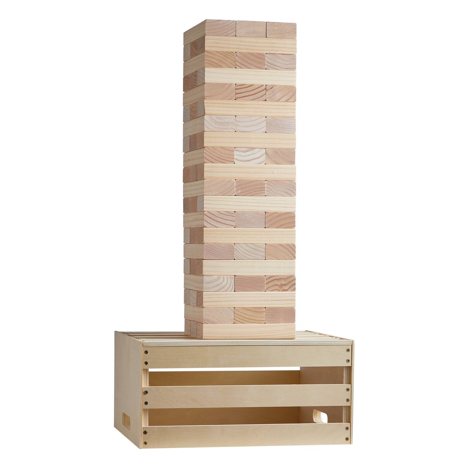 Alt View 5. VEVOR - Tumbling Timber Toy, 60 Blocks Giant Tumble Tower Blocks Game, Pine Wood Tumbling Tower Game with Storage Crate - Raw wood color.
